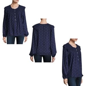 NWOT A.N.A | Round Neck Long Sleeve Dobby Blouse
